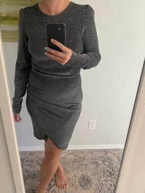 Sparkle Long-Sleeve Black Glitter Dress